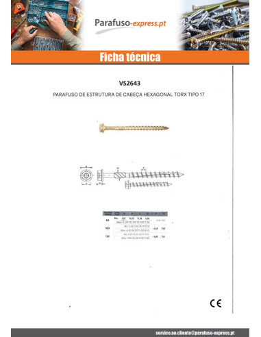 Parafuso de moldura TEKOR cabeça hexagonal cut ponto antifenda tipo 17 8X220 roscado sobre 80 TORX T40 Zinco cr3 96