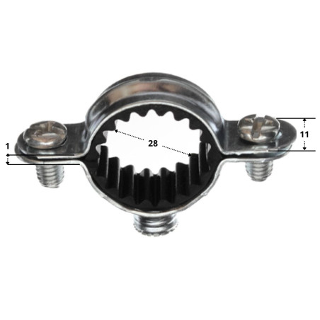 Colar de fixação simples à prova de som M7X150 diâmetro 28 Aço zinco branco