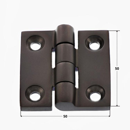 Dobradiça quadrado 50X50 Aço inoxidável A4 Preto