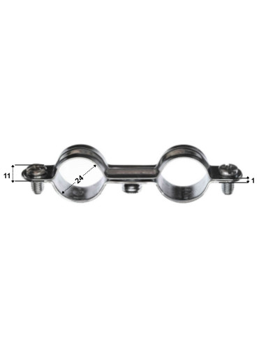 Abraçadeira dupla de metal para mangueira M7X150 diâmetro 24 Aço zinco branco