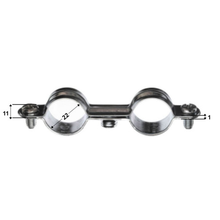 Abraçadeira dupla de metal para mangueira M7X150 diâmetro 22 Aço zinco branco
