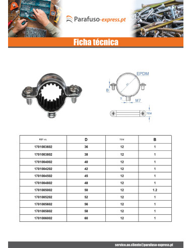 Colar de fixação simples à prova de som M7X150 diâmetro 45 Aço zinco branco