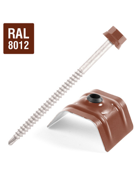 Autoperfurante com cavaleiro para telhados 2 peças Tipo C1 RAL8012 castanho avermelhado 6,3X100