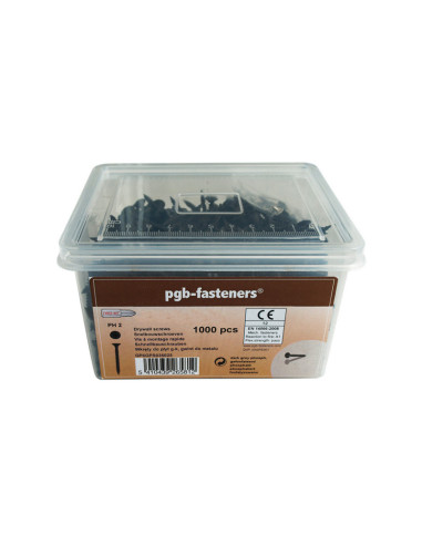 Balde de 850 Parafusos para placas de gesso Phillips 2 3,5 x 35 Aço fosfatizado