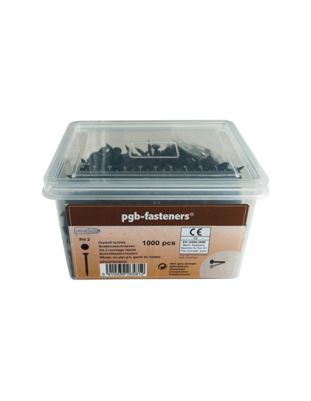 Balde de 850 Parafusos para placas de gesso Phillips 2 3,5 x 35 Aço fosfatizado
