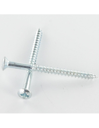 Parafuso de madeira cabeça fresada de panela Pozi PZ6 4X50 Aço zinco branco