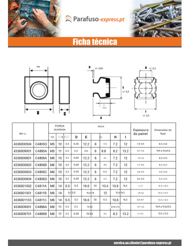 Porca de proteção em Aço Inoxidável Zinco C4896B M6 espessura de chapa 1.7 con 2.7