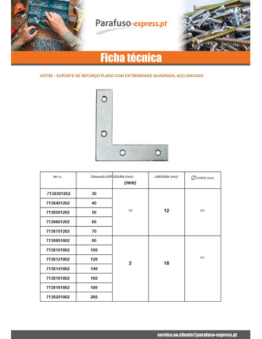Curva liso reforço Ponteira quadrado 120x120x18 Aço zinco branco