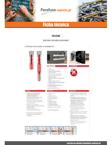 Bucha Nylon DUOPOWER Fischer 8X40 - Parafuso Express