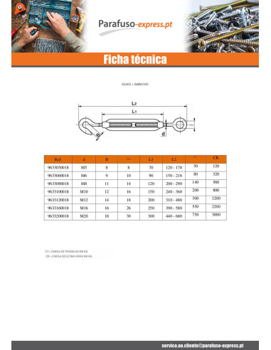 Tensor olho olho M12X200 olho 18 Aço inoxidável A4