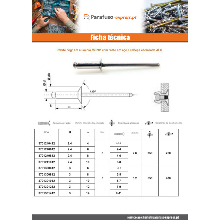 Blindklinknagels Aluminium Staalstaaf 4X18 espessura de serrilha 12 con 14 cabeça fresada ALX