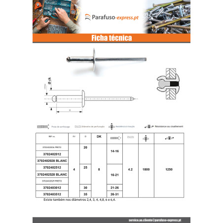 Blindklinknagels Aluminium Staalstaaf 4X6 espessura de serrilha 0,5A 2 Cabeça redonda padrão RAL8014 castanho sépia