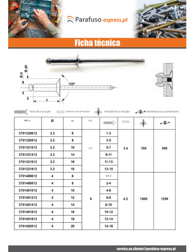 Blindklinknagels Aluminium Staalstaaf 4,8X25 espessura de serrilha 17 con 20 cabeça fresada ALX