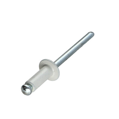 Blindklinknagels Aluminium Staalstaaf 4X6 espessura de serrilha 0,5 con 2 Cabeça redonda padrão lacado a branco