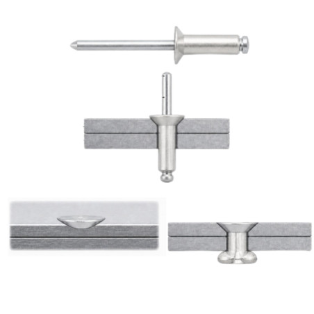 Blindklinknagels Aluminium Staalstaaf 4,8X30 espessura de serrilha 20 con 25 cabeça fresada ALX