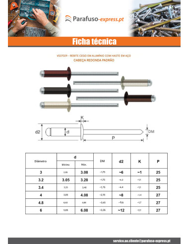 Blindklinknagels Aluminium Staalstaaf 4X16 espessura de serrilha 10 con 12 Cabeça redonda padrão RAL9002 branco