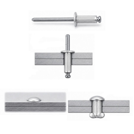 RIVAVEU Totalmente em Aço Inoxidável A4 Cabeça redonda padrão 4X20 espessura de serrilha 14 con 16