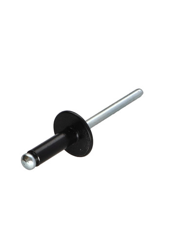 Blindklinknagels Aluminium Staalstaaf 4,8 x 12 espessura de serrilha 5 A7 cabeça larga ALX Preto