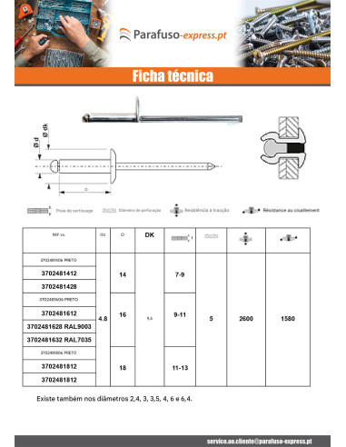 Blindklinknagels Aluminium Staalstaaf 4,8X6 Cabeça redonda padrão RAL8014 castanho sépia