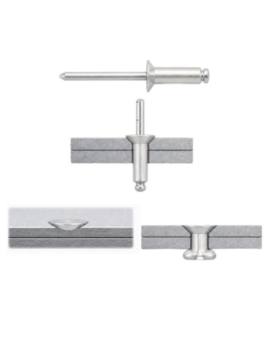 Blindklinknagels Aluminium Staalstaaf 4,8X18 espessura de serrilha 11 con 13 cabeça fresada ALX