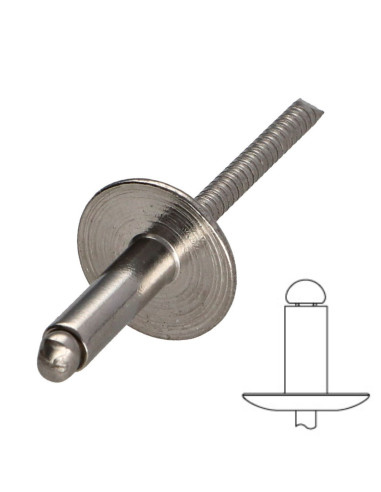 Rebite AL/A4 cabeça extra larga 4,8 x 12 RAL9010 branco puro