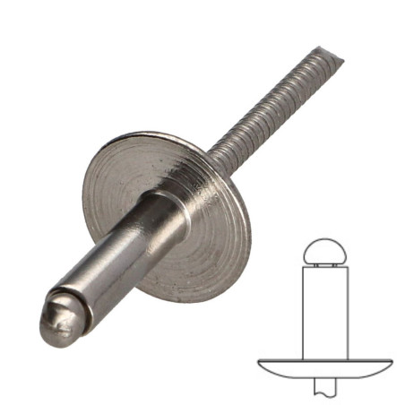 Rebite AL/A4 cabeça extra larga 4,8 x 12 RAL9010 branco puro