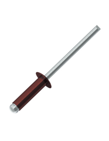 Blindklinknagels Aluminium Staalstaaf 4,8 x 12 espessura de serrilha 5 con 7 Cabeça redonda padrão RAL3009 vermelho