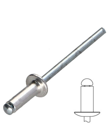Blindklinknagels Aluminium Staalstaaf 4,8X25 Cabeça redonda padrão RAL7035 cinzento claro