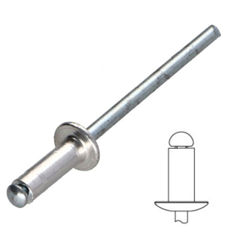 Blindklinknagels Aluminium Staalstaaf 4,8X25 Cabeça redonda padrão RAL7035 cinzento claro