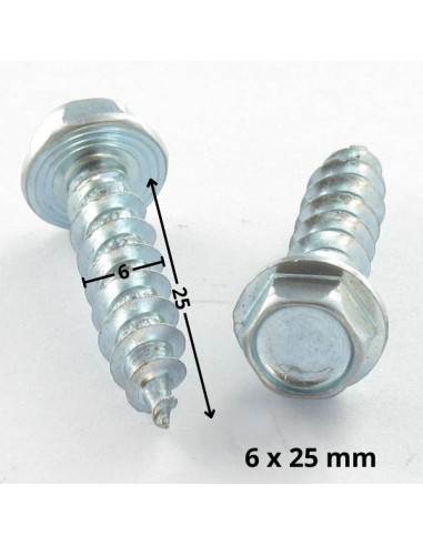 Parafuso de madeira aglomerado cabeça hexagonal flange com gola 6X25 Aço zinco branco