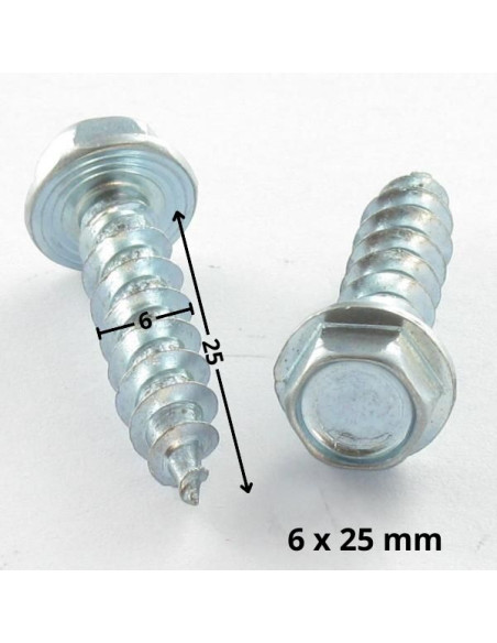 Parafuso de madeira aglomerado cabeça hexagonal flange com gola 6X25 Aço zinco branco