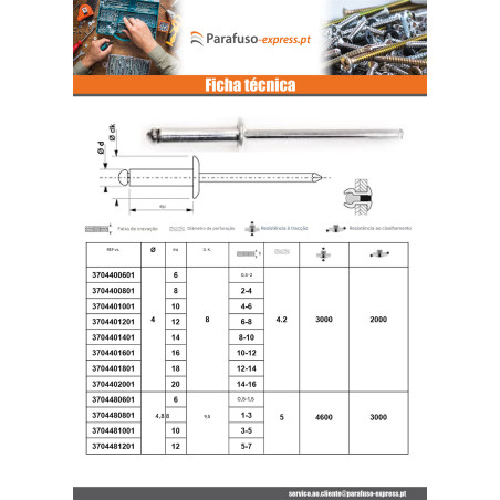 Rebite cego totalmente em aÃ§o ZING 6,4X18 espessura de serrilha 10 con 12 Cabeça redonda padrão