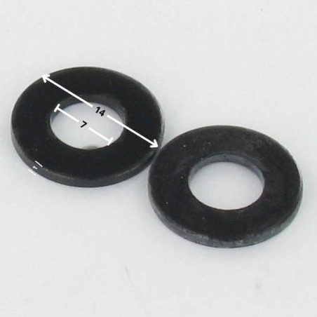 Rondela liso 7X14X1 Aço zinco preto - Parafuso Express