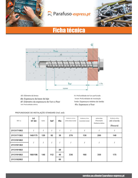 Parafuso de betão cabeça hexagonal flange com gola T24 18X130 Aço zinco branco
