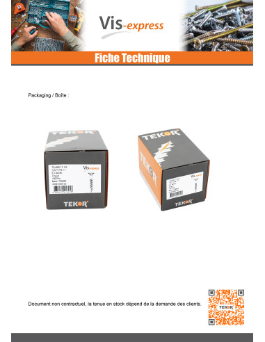 Parafusos de madeira e aglomerado TEKOR cabeça fresada dentado Pozi PZ6 3,5 x 20 cut ponto antifenda tipo 17 rosca