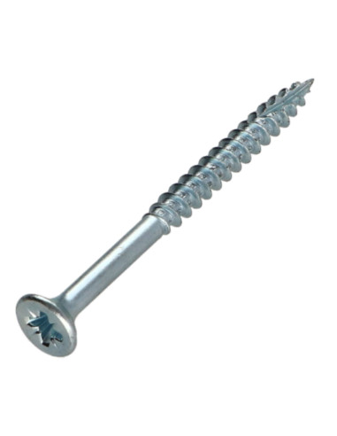 Parafusos de madeira e aglomerado TEKOR cabeça fresada dentado Pozi PZ6 5X60 roscado sobre 36 cut ponto antifenda