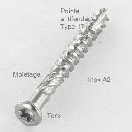 Parafuso de terraço pico cut TEKOR cabeça fresada dentado TORX T25 5X40 cut ponto antifenda tipo 17 Aço inoxidável