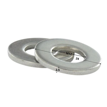 Rondela liso M12X24X2,5 gama Z (estreita) Aço zinco branco