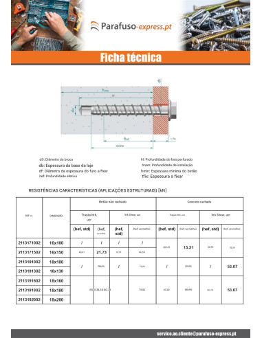Parafuso de betão cabeça hexagonal flange com gola T24 18X100 Aço zinco branco