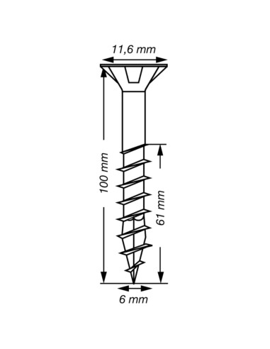 Spax T-STAR MAIS cabeça fresada TORX T30 Aço inoxidável A2 6X100 roscado sobre 61
