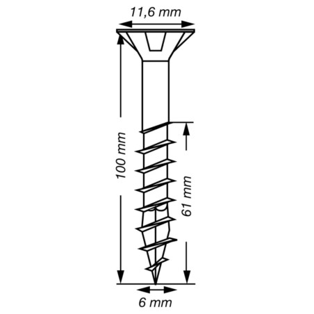 Spax T-STAR MAIS cabeça fresada TORX T30 Aço inoxidável A2 6X100 roscado sobre 61