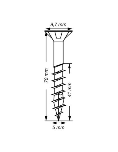 Spax T-STAR MAIS cabeça fresada TORX T20 Aço inoxidável A2 5X70 roscado sobre 41