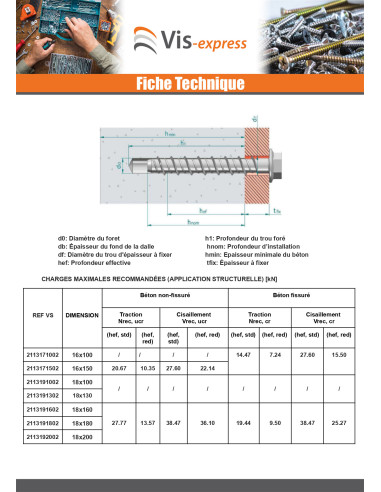 Parafuso de betão cabeça hexagonal flange com gola T24 18X100 Aço zinco branco