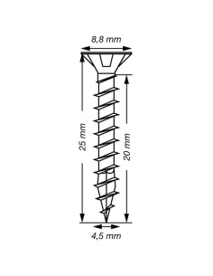 Spax T-STAR MAIS cabeça fresada TORX T20 Aço inoxidável A2 4,5X25 rosca total 2