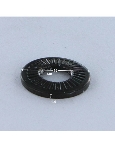 Arruelas de contacto M8X16X1,4 Aço zinco preto gama Z (estreita)