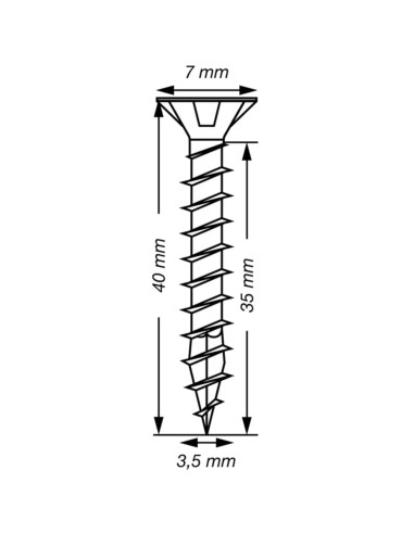 Spax T-STAR MAIS cabeça fresada TORX T15 Aço inoxidável A2 3,5 x 40 rosca total