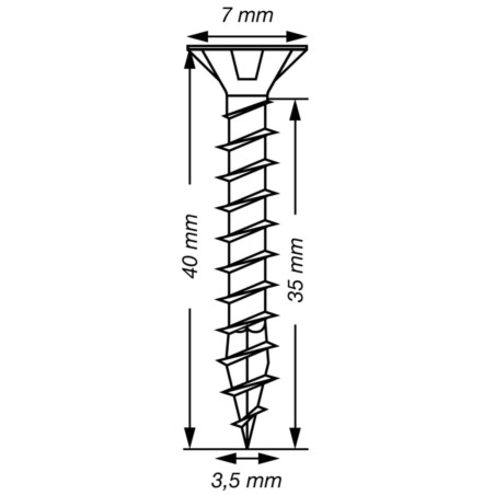 Spax T-STAR MAIS cabeça fresada TORX T15 Aço inoxidável A2 3,5 x 40 rosca total
