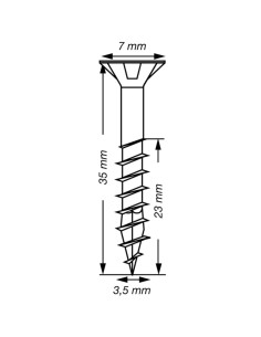 Spax T-STAR MAIS cabeça fresada TORX T15 Aço inoxidável A2 3,5 x 35 roscado sobre 23 2