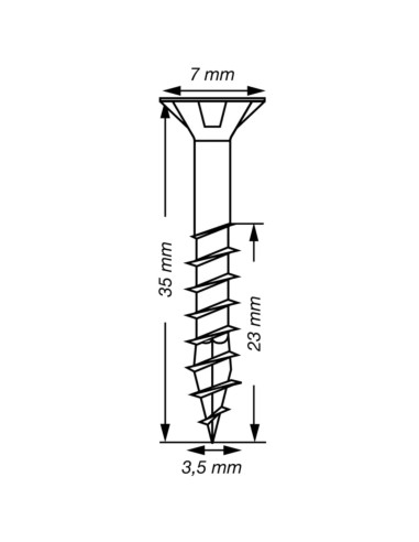 Spax T-STAR MAIS cabeça fresada TORX T15 Aço inoxidável A2 3,5 x 35 roscado sobre 23