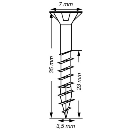 Spax T-STAR MAIS cabeça fresada TORX T15 Aço inoxidável A2 3,5 x 35 roscado sobre 23